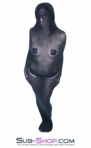 1490DL      Black Sheer Encasement Silk Stocking Full Body Sack - MEGA Deal