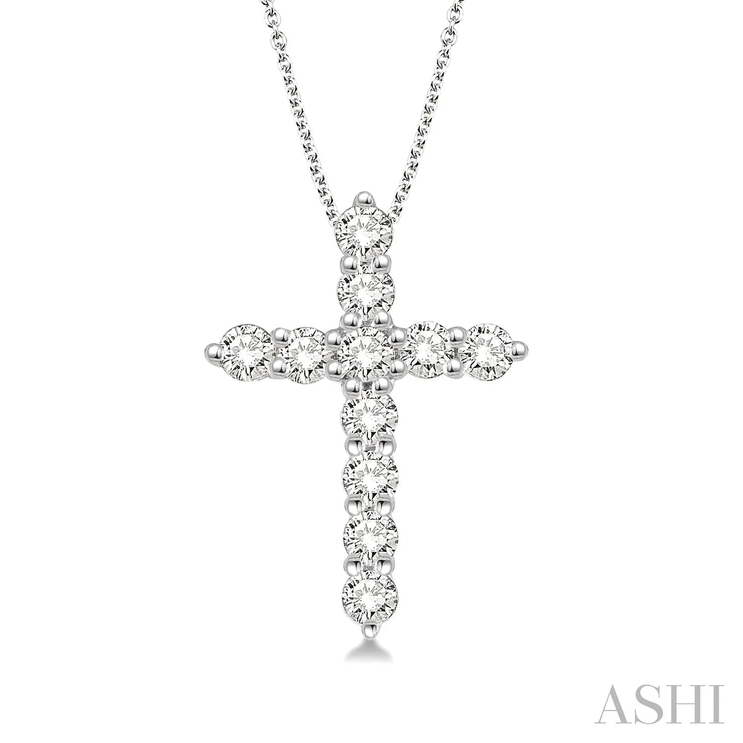 14K White Gold Diamond Cross Pendant, 0.25 Carat tw