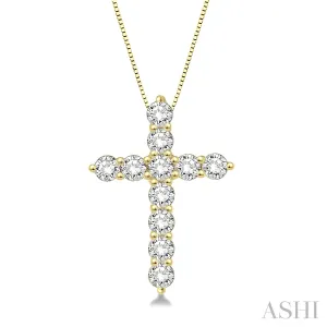 14KY Diamond Cross Pendant w/ 0.75 ctw, 18" Chain