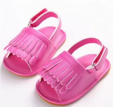 2017 New designs floral Hot sale Double Tassel Pu leather Baby moccasins  child Summer girls sandals Sneakers Infant shoes