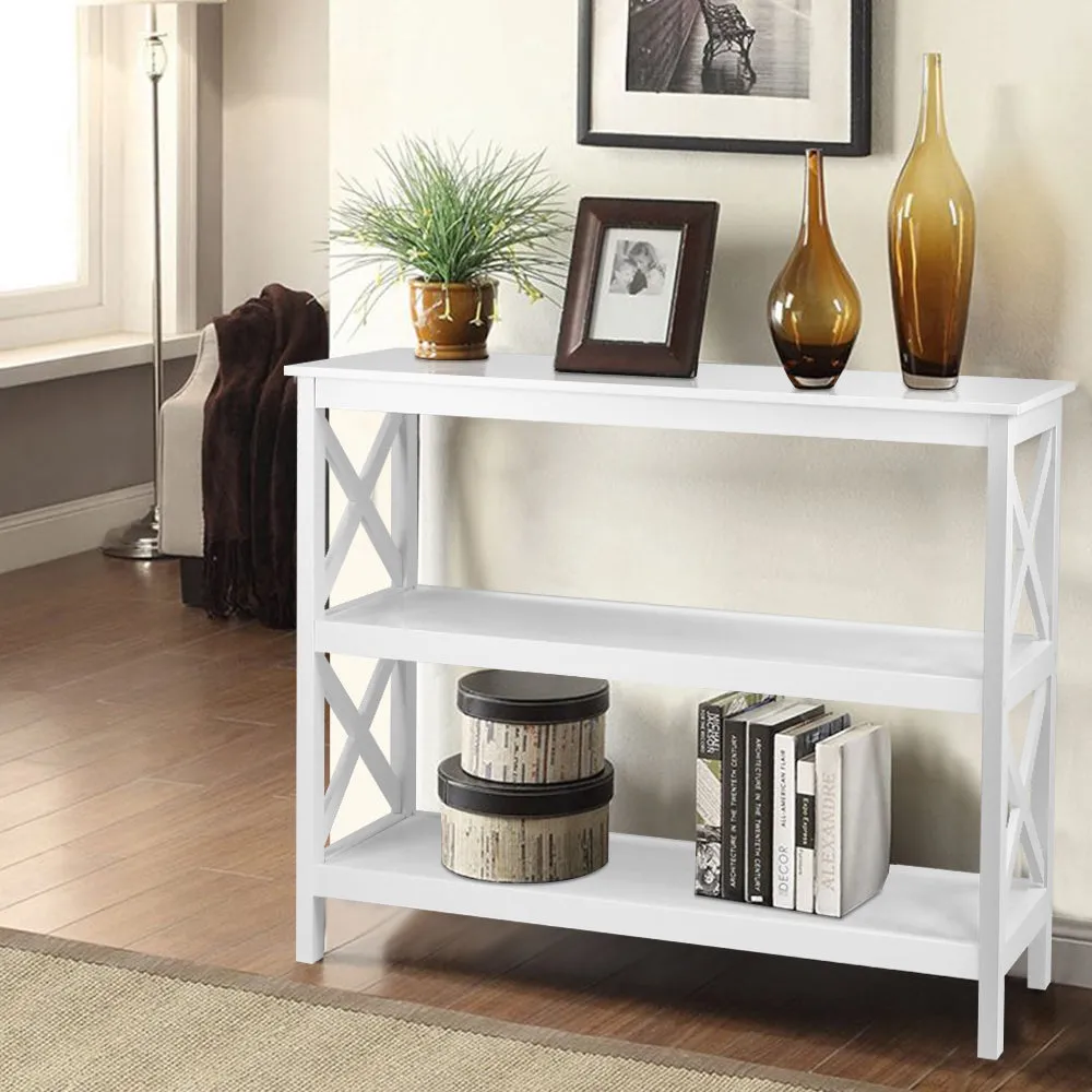 3-Tier White Console Table, Eco-friendly MDF, Artiss