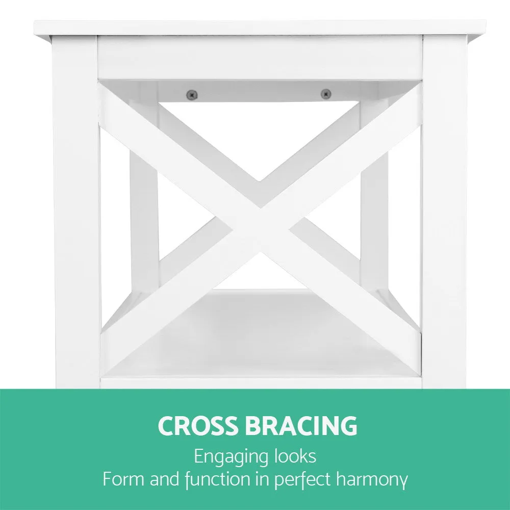 3-Tier White Console Table, Eco-friendly MDF, Artiss