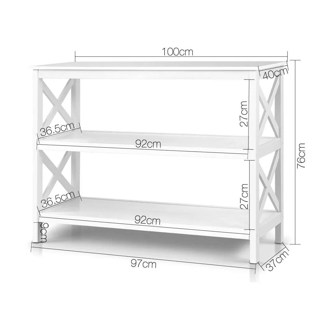 3-Tier White Console Table, Eco-friendly MDF, Artiss