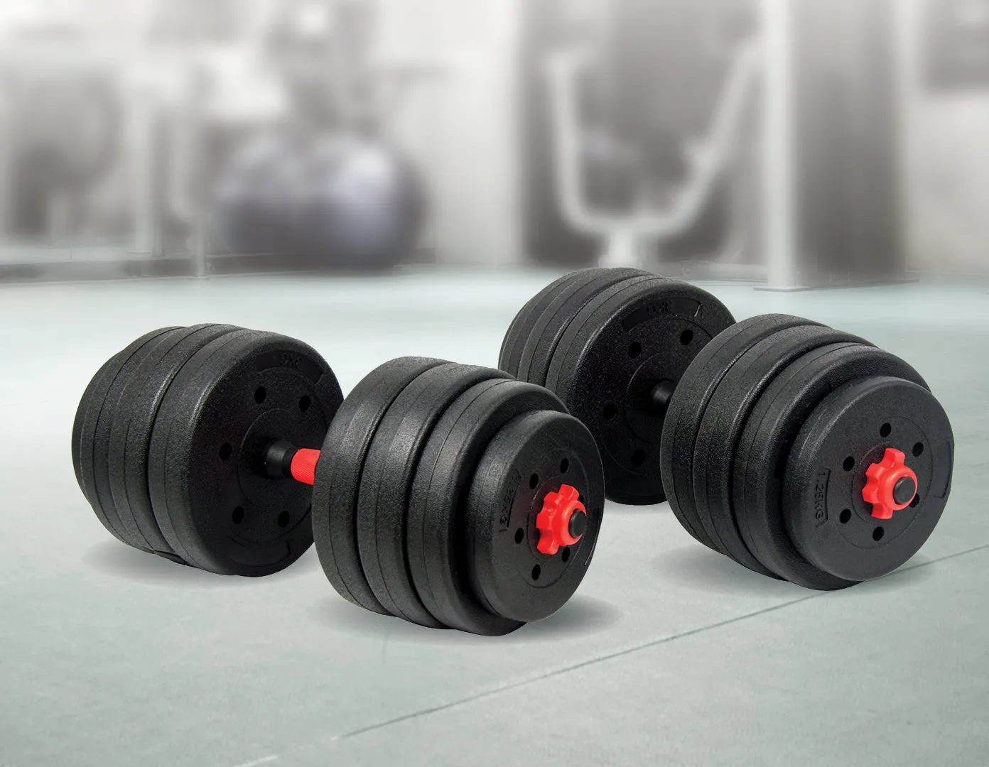 40kg Adjustable Rubber-Coated Dumbbell Barbell Set, Ergonomic