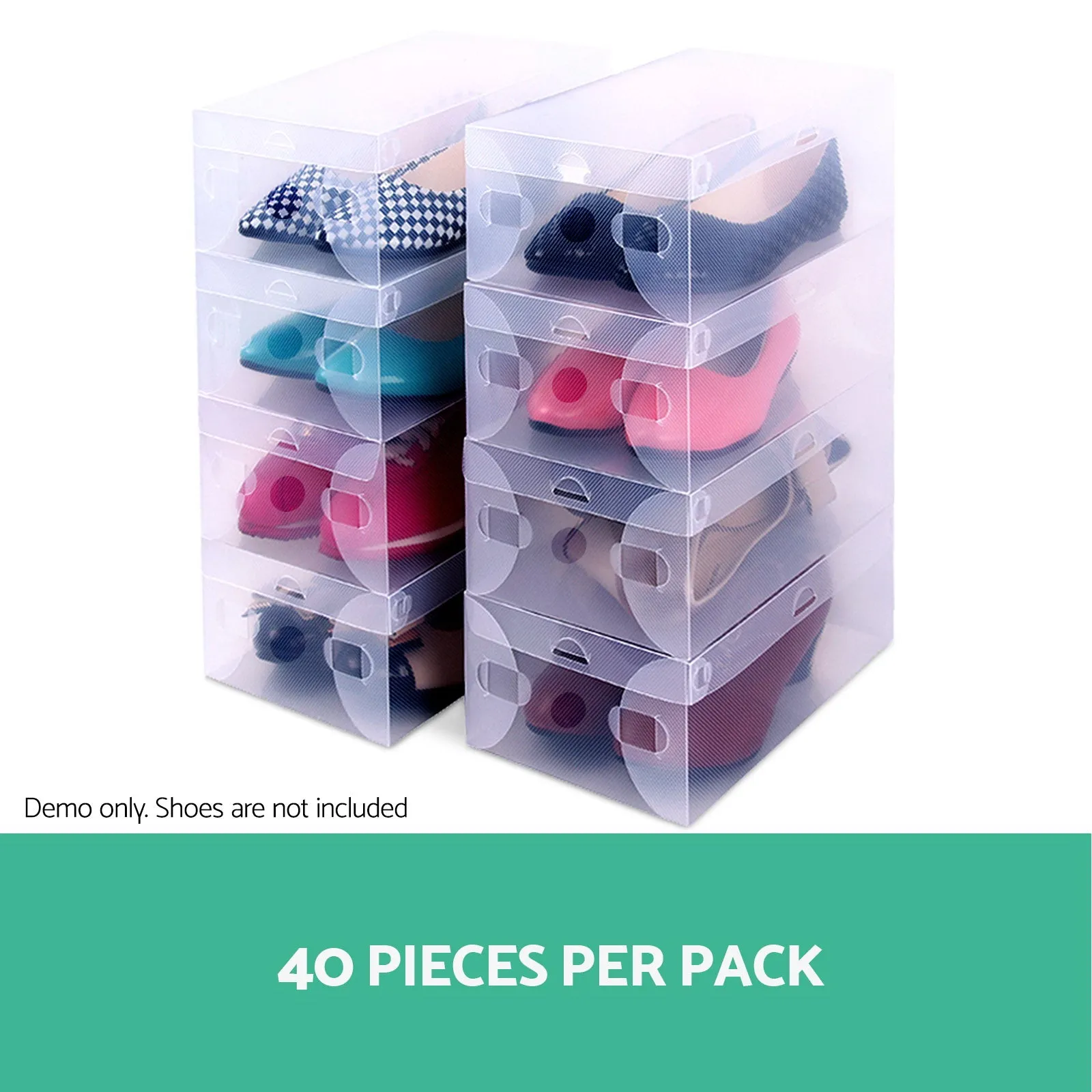 40pcs Clear Foldable Shoe Storage Boxes with Handles - Artiss