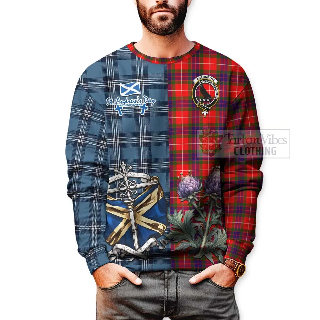 Abernethy Tartan Sweatshirt Happy St. Andrew's Day Half Tartan Style