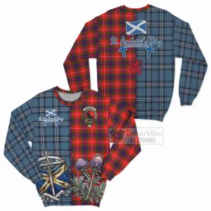 Abernethy Tartan Sweatshirt Happy St. Andrew's Day Half Tartan Style