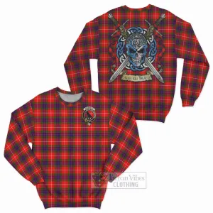 Abernethy Tartan Sweatshirt with Family Crest Celtic Skull Style