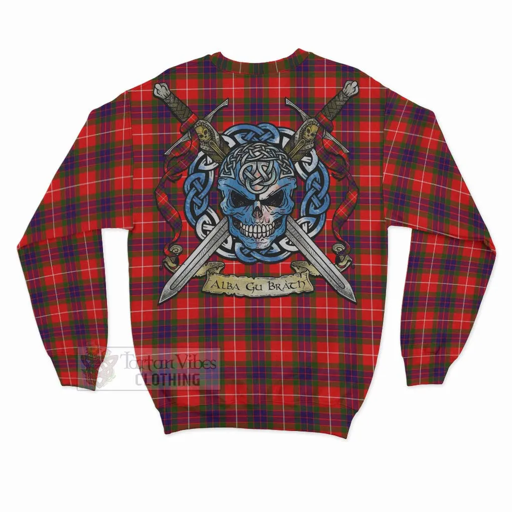 Abernethy Tartan Sweatshirt with Family Crest Celtic Skull Style