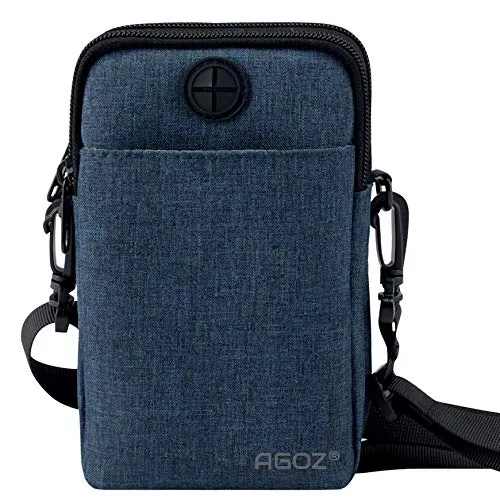 Agoz Crossbody Cell Phone Purse Handbag Wallet Sling Shoulder Messanger Bag - Utility Holder Case - Travel Neck Pouch Neck Wallet – Passport Holder to Keep Your Cash/Documents/Smartphone Safe (Blue)