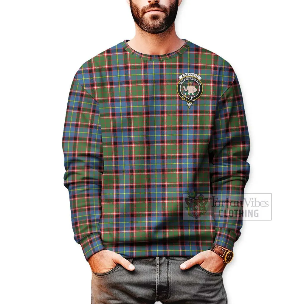 Aikenhead Tartan Sweatshirt with Family Crest Celtic Skull Style