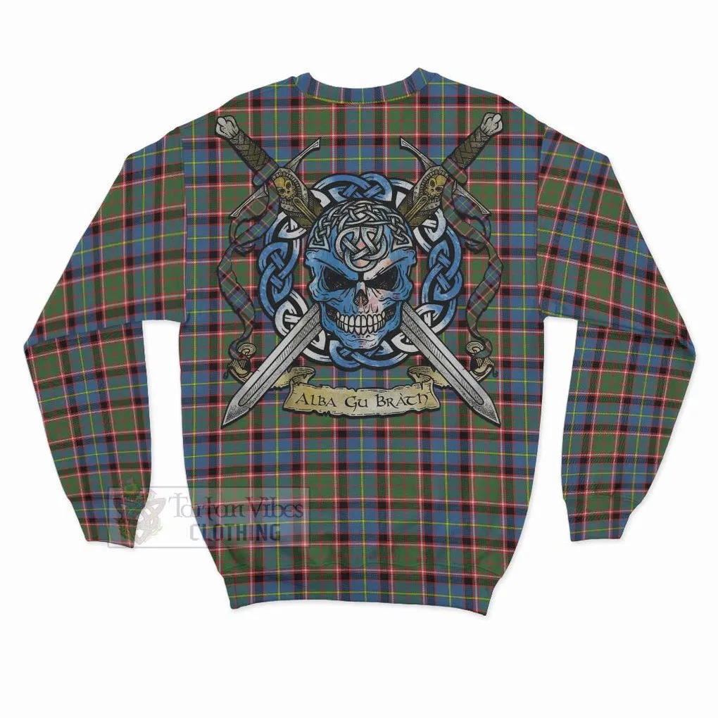 Aikenhead Tartan Sweatshirt with Family Crest Celtic Skull Style