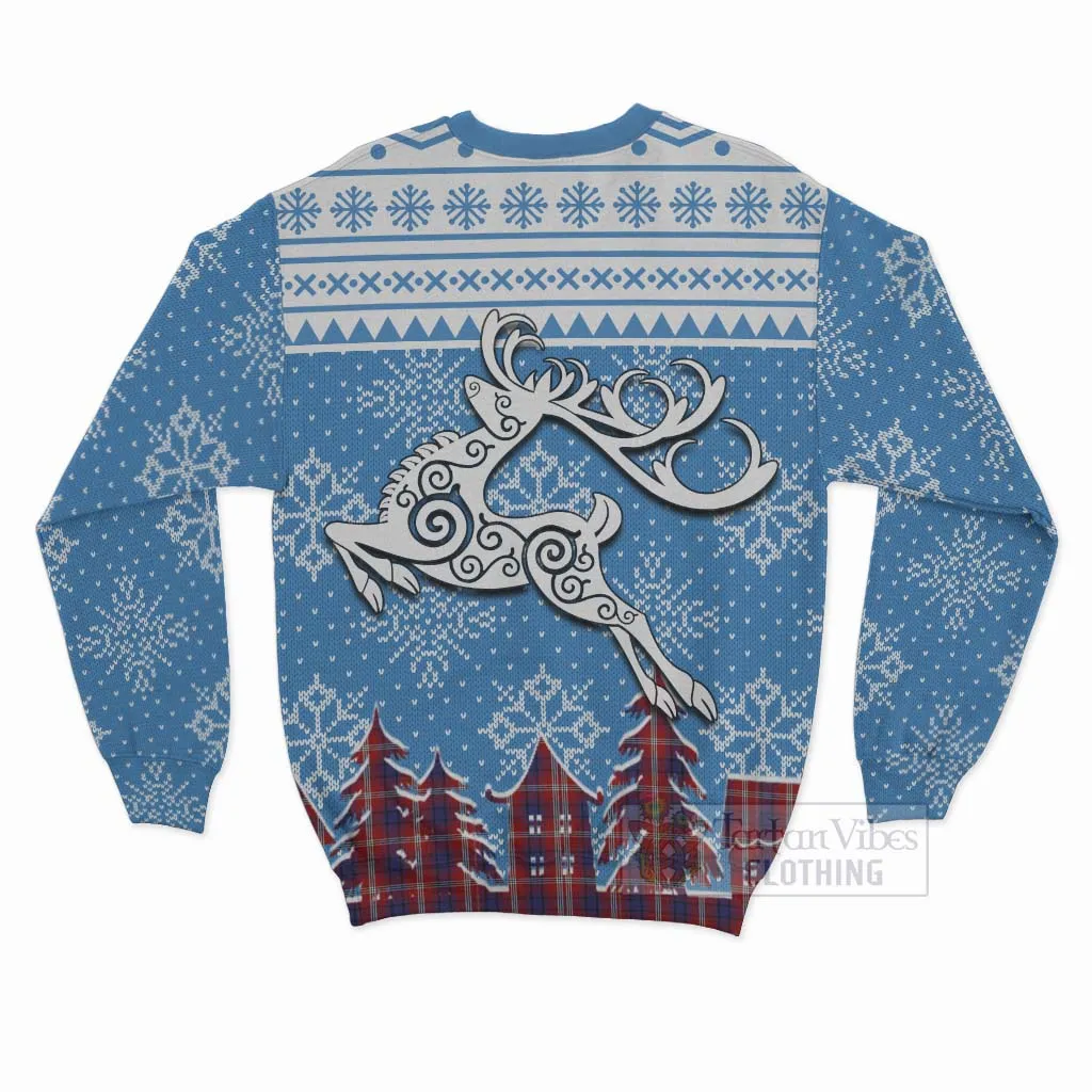 Ainslie Clan Christmas Sweatshirt Celtic Reindeer Style