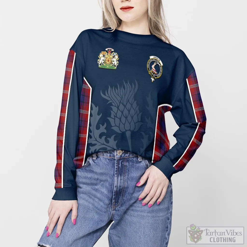 Ainslie Tartan Sweatshirt with Family Crest and Scottish Thistle Vibes Sport Style