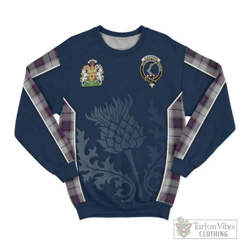 Alexander of Menstry Dress Tartan Sweatshirt with Family Crest and Scottish Thistle Vibes Sport Style