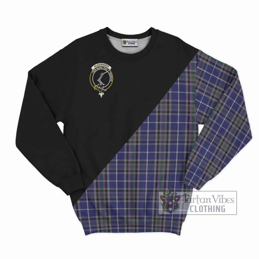 Alexander of Menstry Tartan Sweatshirt with Family Crest and Military Logo Style