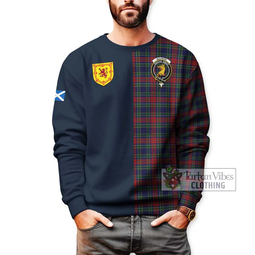 Allison Red Tartan Sweatshirt Alba with Scottish Lion Royal Arm Half Style