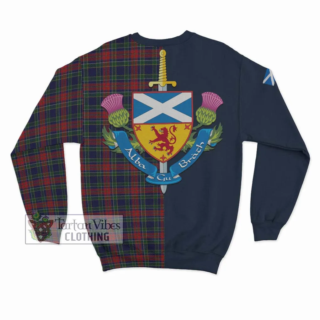 Allison Red Tartan Sweatshirt Alba with Scottish Lion Royal Arm Half Style