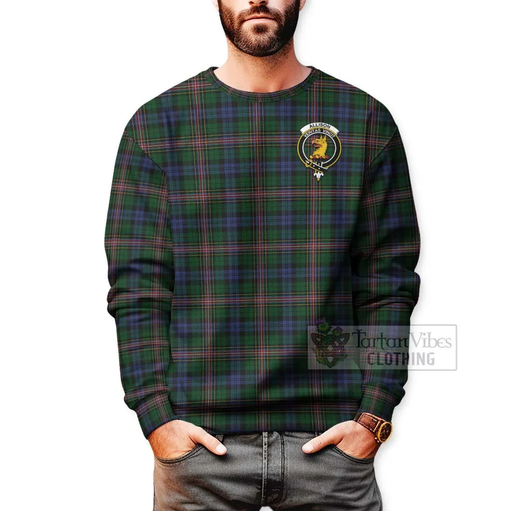 Allison Tartan Sweatshirt with Family Crest Celtic Skull Style