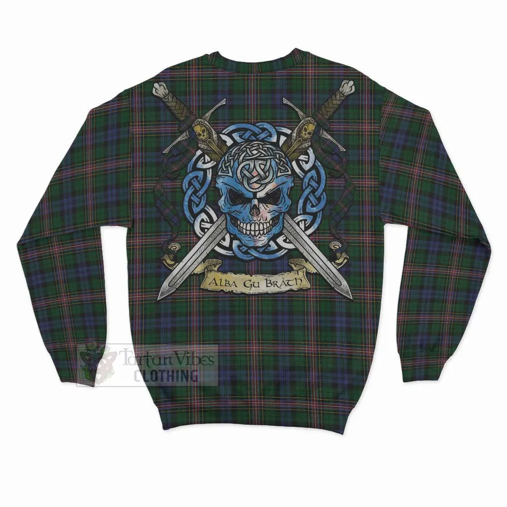 Allison Tartan Sweatshirt with Family Crest Celtic Skull Style