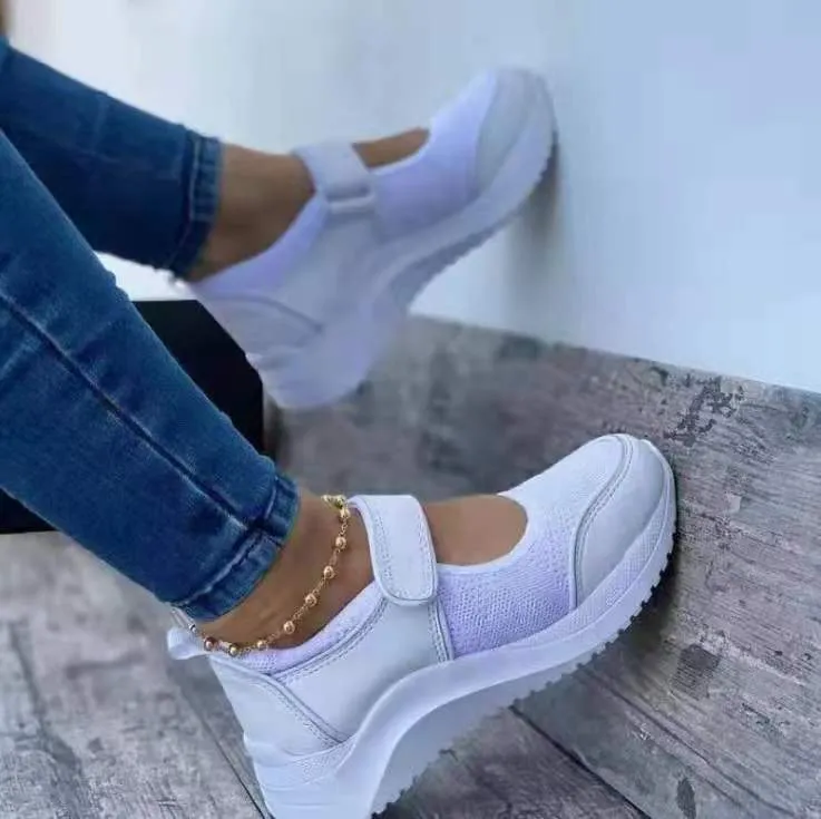 Allwanna  Mesh Breathable Sneakers Shoes For Women 2022 Fashion Velcro Wedge Platform Women's Shoes Outdoor Walking Casual Sport Shoes