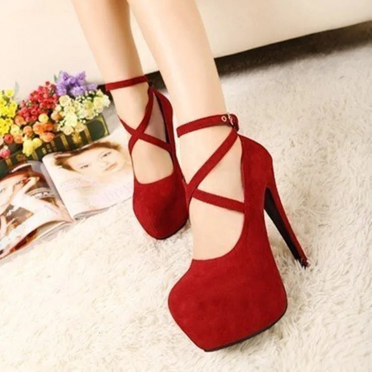 Amozae-Back to College Comemore Red Black Super High Heel Stiletto Ladies Dress Pumps Fashion Cross Strap Party Platform Sandals Women's Scarpins Shoes