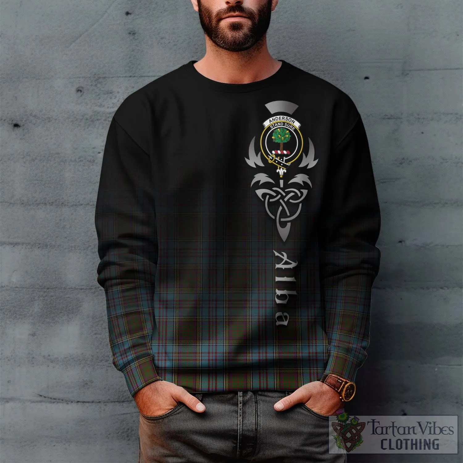 Anderson Tartan Sweatshirt Featuring Alba Gu Brath Family Crest Celtic Inspired