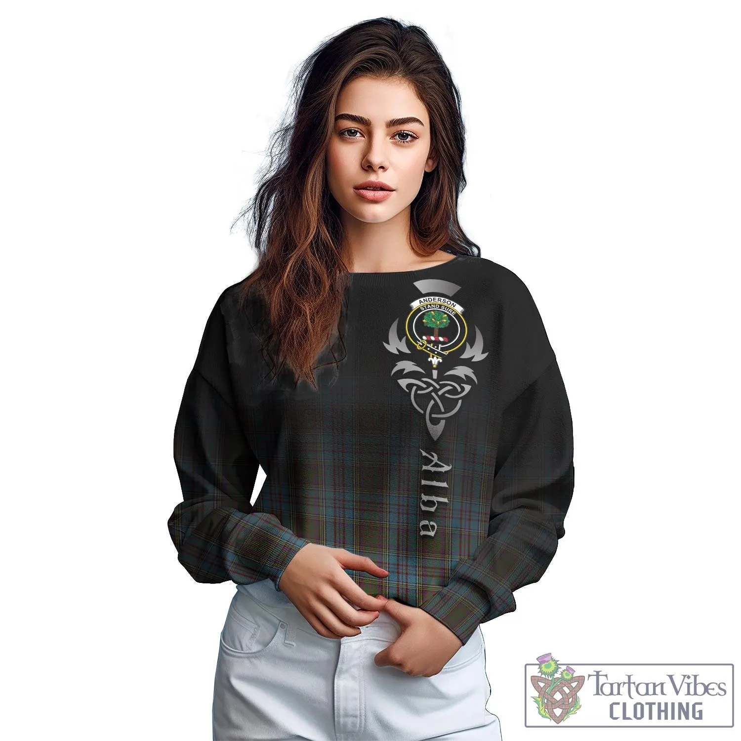 Anderson Tartan Sweatshirt Featuring Alba Gu Brath Family Crest Celtic Inspired