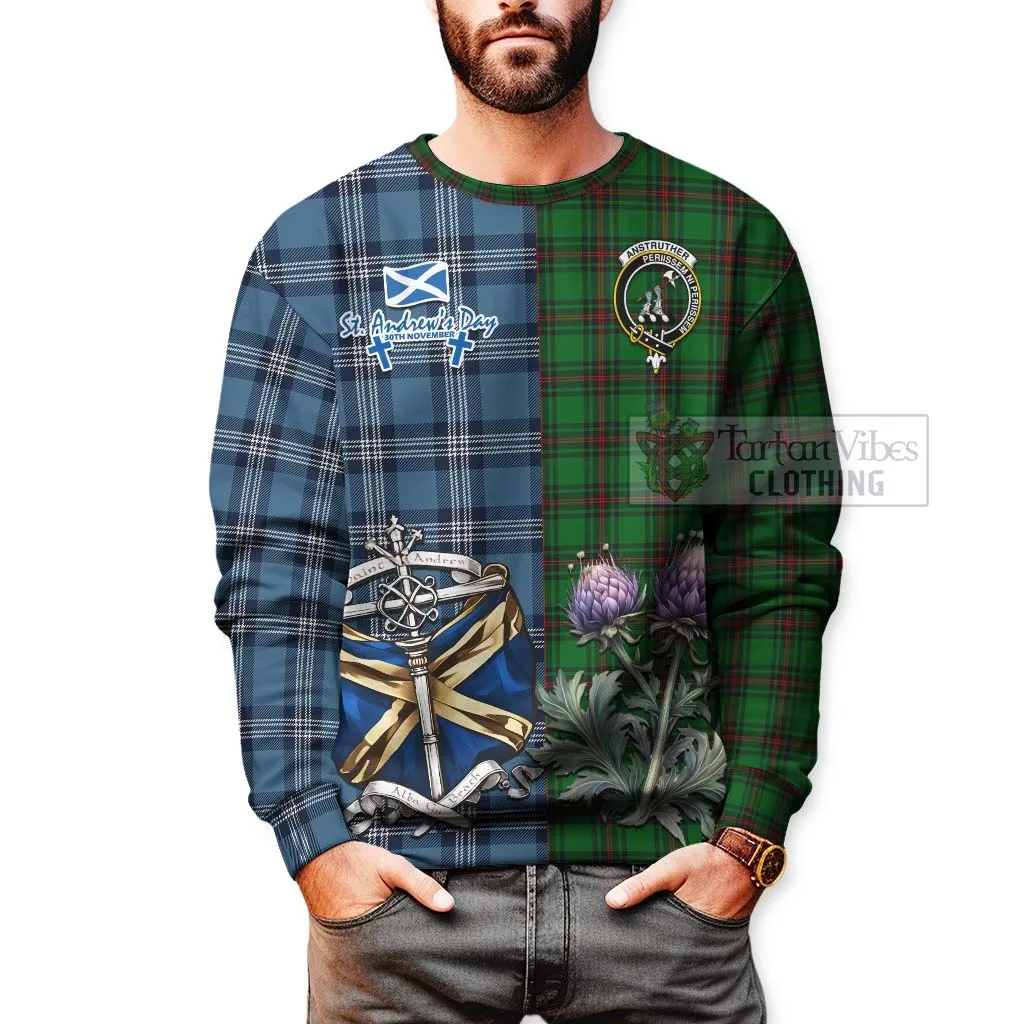 Anstruther Tartan Sweatshirt Happy St. Andrew's Day Half Tartan Style