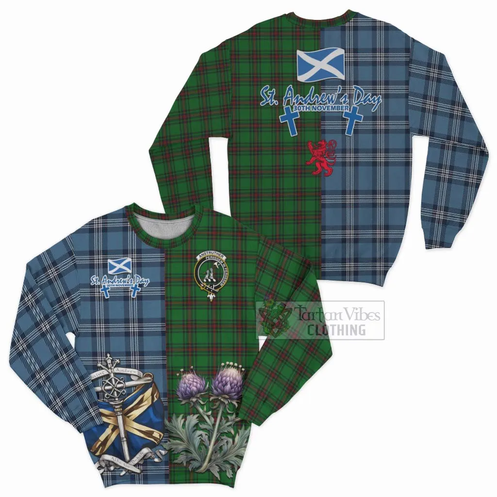 Anstruther Tartan Sweatshirt Happy St. Andrew's Day Half Tartan Style