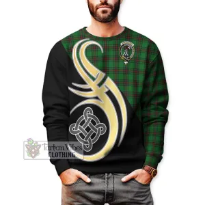 Anstruther Tartan Sweatshirt with Family Crest and Celtic Symbol Style