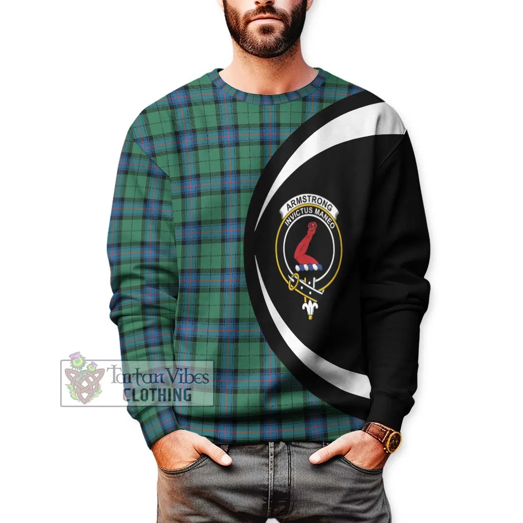 Armstrong Ancient Tartan Sweatshirt with Family Crest Circle Style