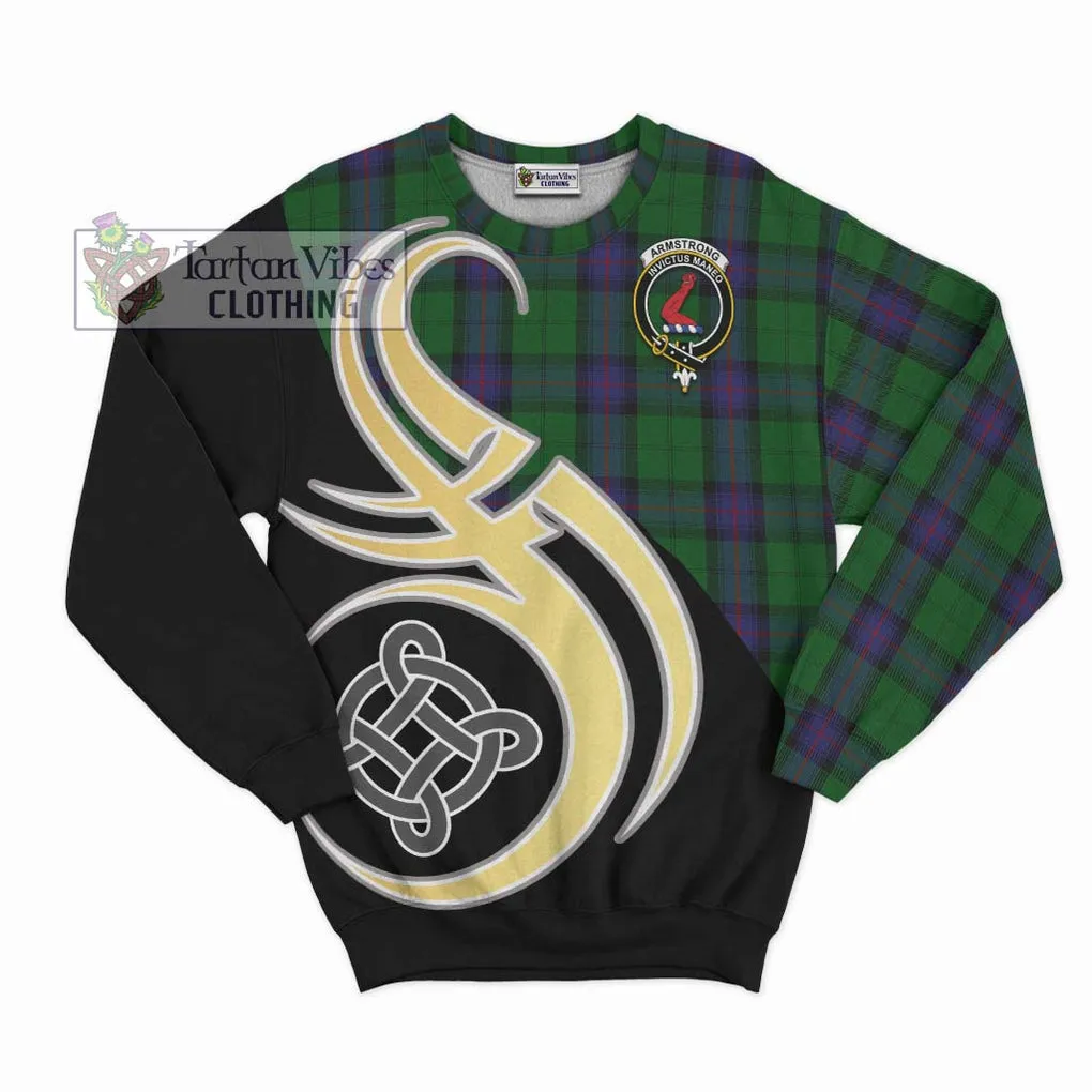 Armstrong Tartan Sweatshirt with Family Crest and Celtic Symbol Style