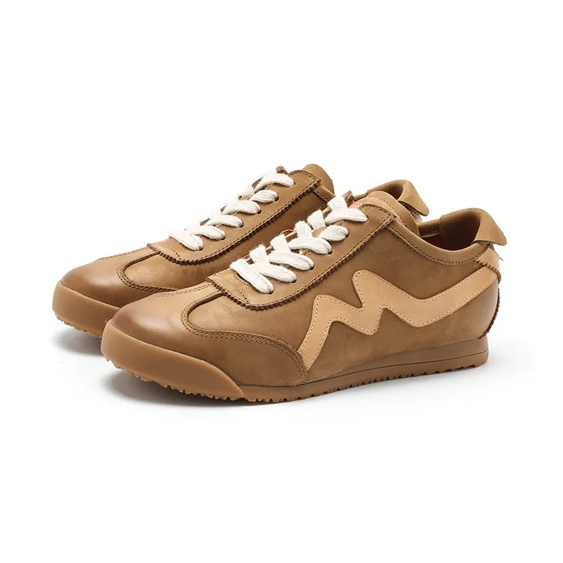 Army Trainer Nubuck Leather Low-top Sneakers for Women With M in 6 colors