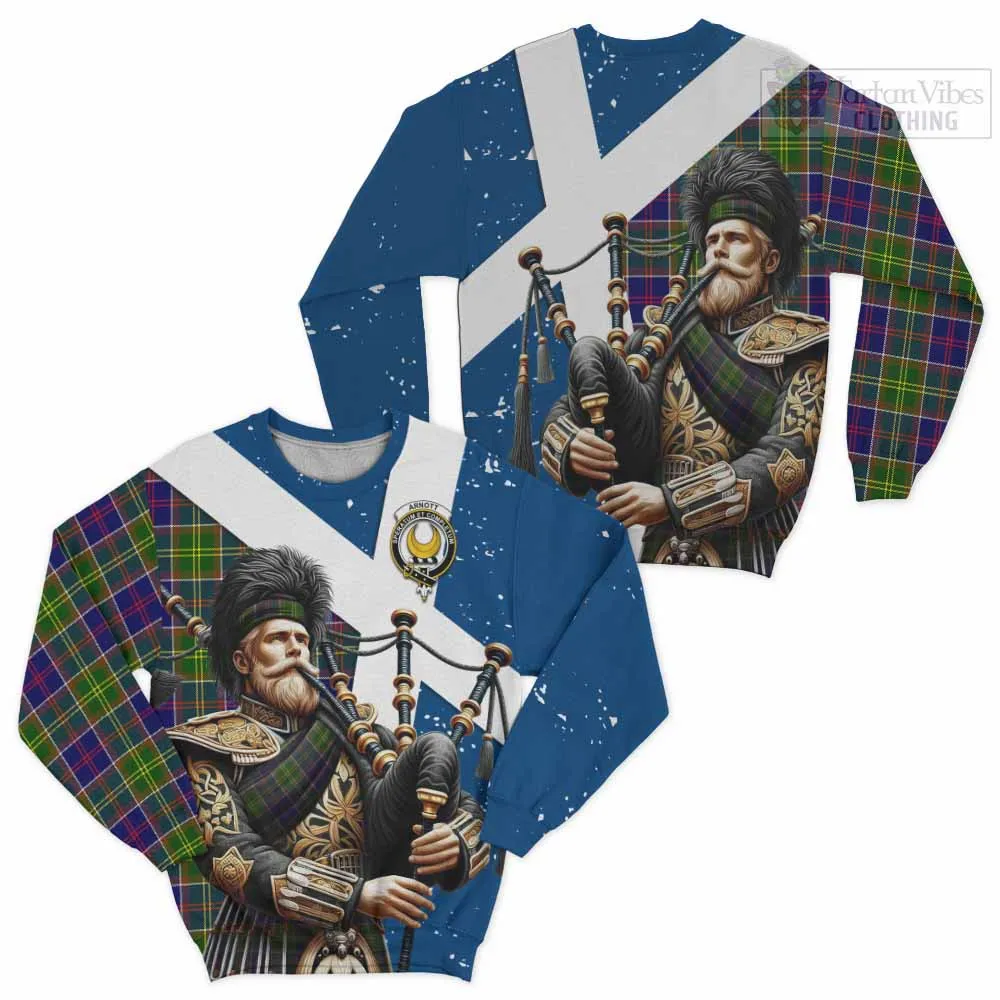 Arnott Tartan Sweatshirt with Family Crest Scottish Bagpiper Vibes