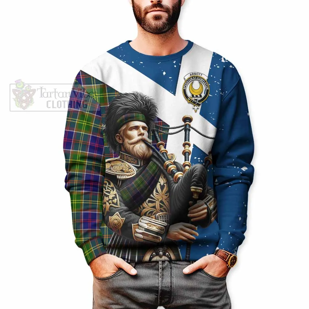 Arnott Tartan Sweatshirt with Family Crest Scottish Bagpiper Vibes