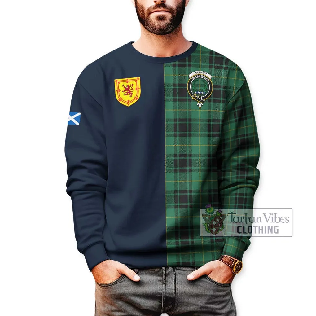 Arthur Ancient Tartan Sweatshirt Alba with Scottish Lion Royal Arm Half Style