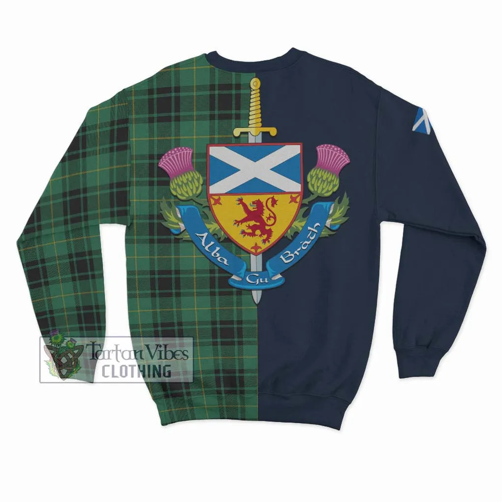 Arthur Ancient Tartan Sweatshirt Alba with Scottish Lion Royal Arm Half Style