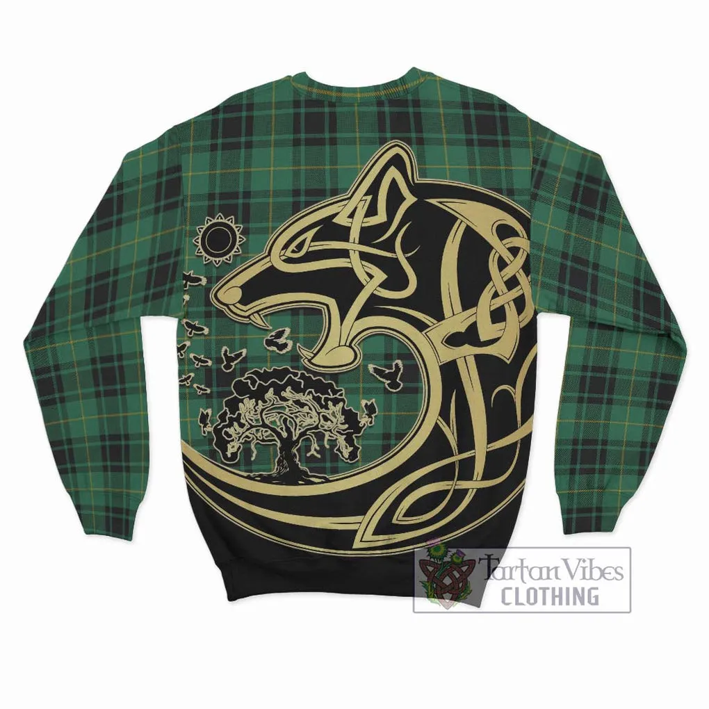 Arthur Ancient Tartan Sweatshirt with Family Crest Celtic Wolf Style