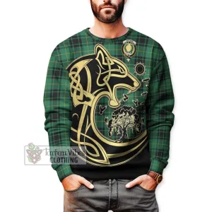 Arthur Ancient Tartan Sweatshirt with Family Crest Celtic Wolf Style