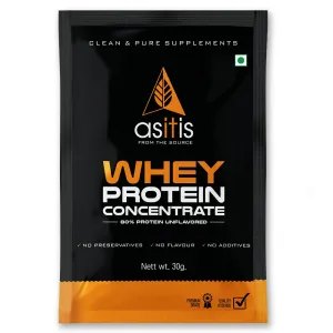 AS-IT-IS Nutrition Whey Protein Concentrate 80% Single Serving Sachet - 30g | Unflavoured, Labdoor Certified