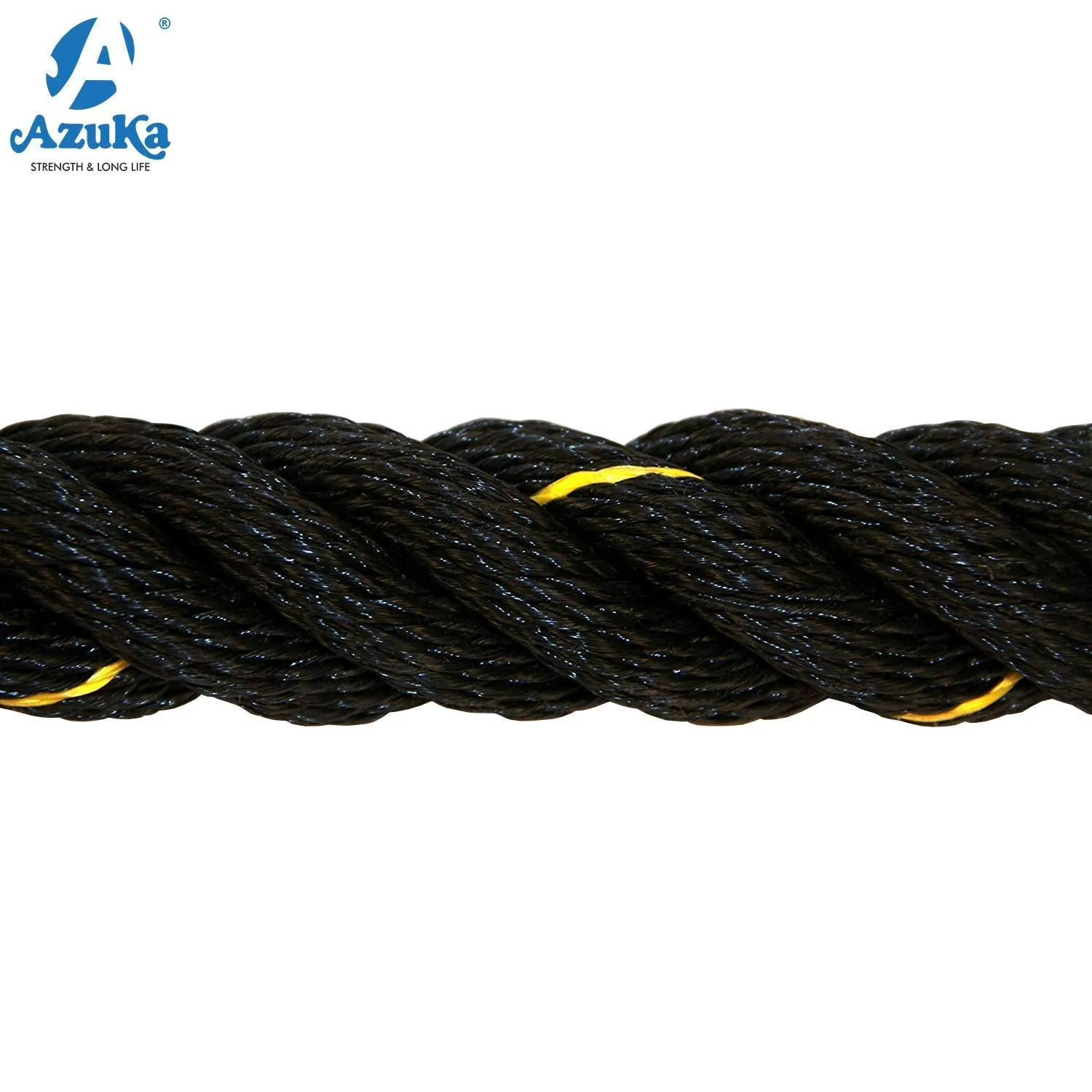 AZUKA® Ultimate Fitness Strength Training Battle Rope 1.5inch 60ft (Black Yellow),Weight-12.5kg   Free Surprise Poster Inside