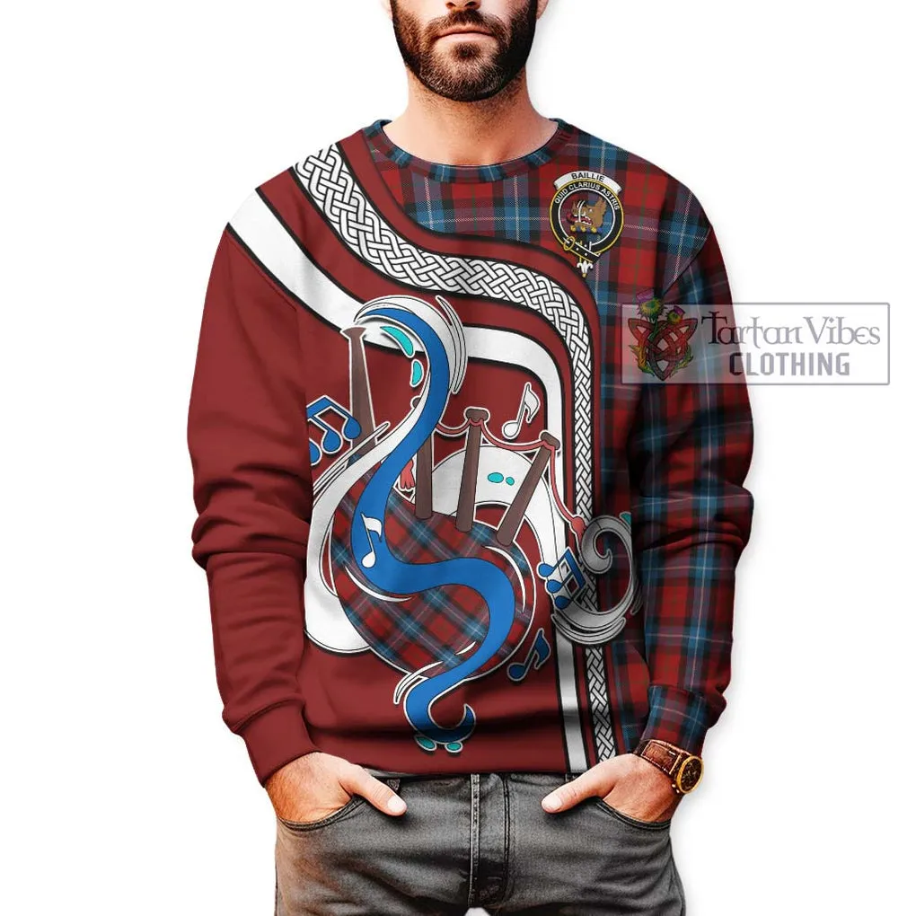 Baillie of Polkemmet Red Tartan Sweatshirt with Epic Bagpipe Style