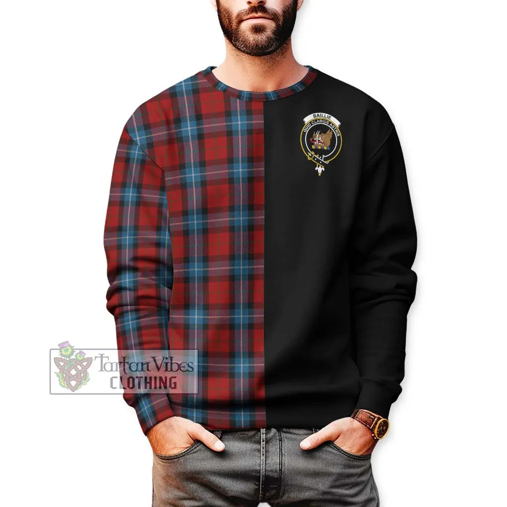 Baillie of Polkemmet Red Tartan Sweatshirt with Family Crest and Half Of Me Style