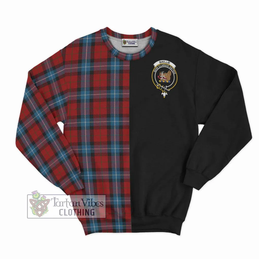 Baillie of Polkemmet Red Tartan Sweatshirt with Family Crest and Half Of Me Style