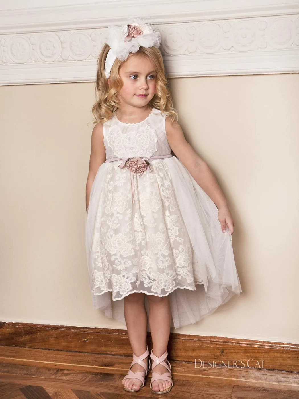 Baptism Lace dress for girl - FRIDA Ivory