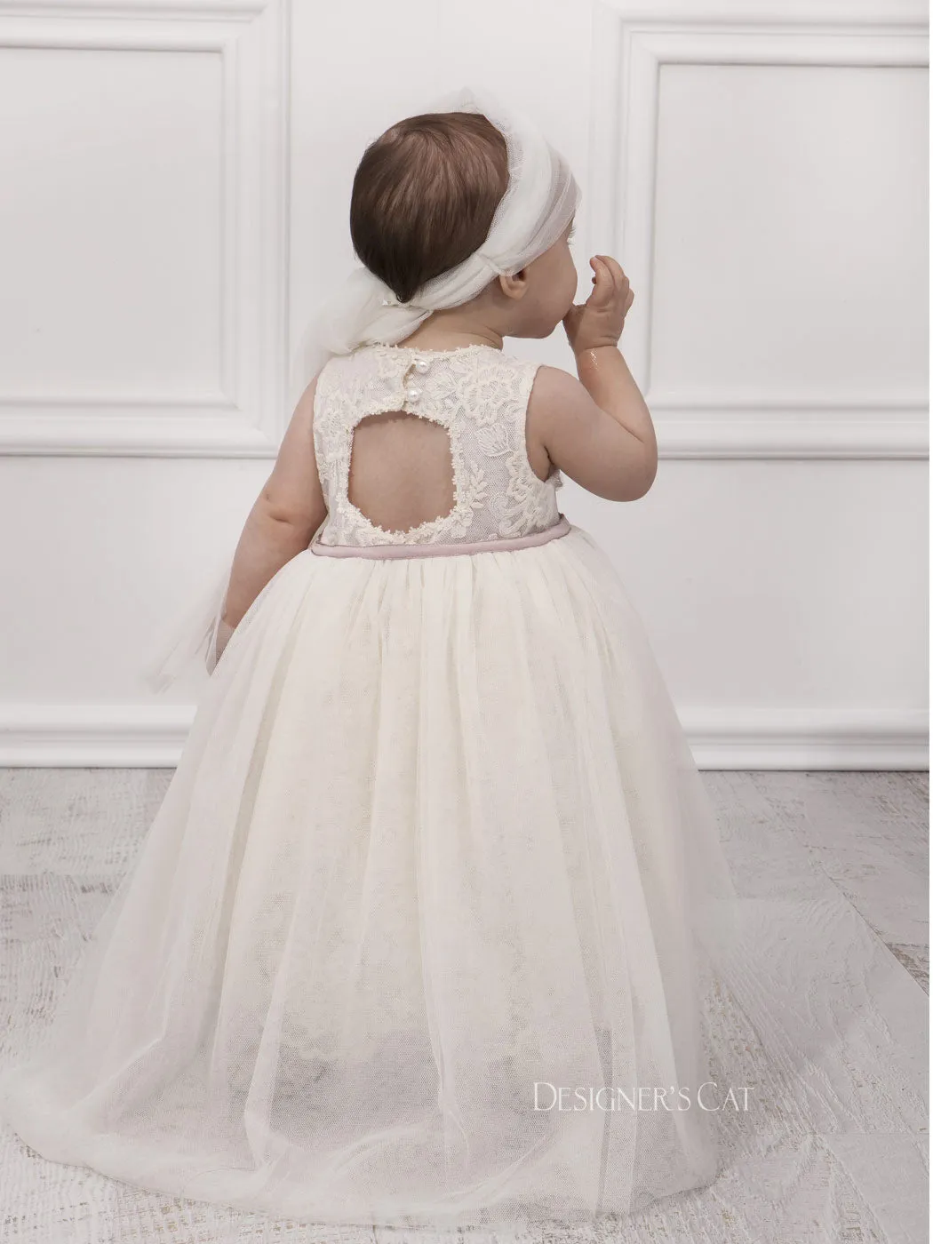 Baptism Lace dress for girl - FRIDA Ivory