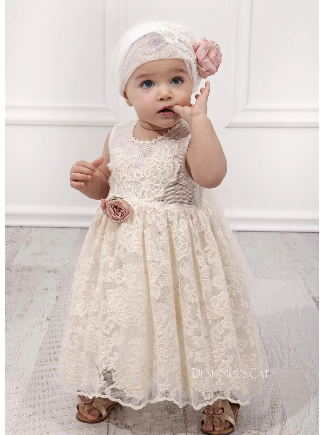 Baptism Lace dress for girl - FRIDA Ivory