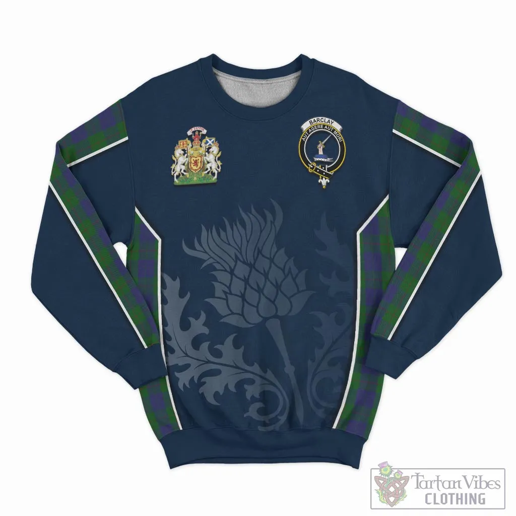 Barclay Tartan Sweatshirt with Family Crest and Scottish Thistle Vibes Sport Style