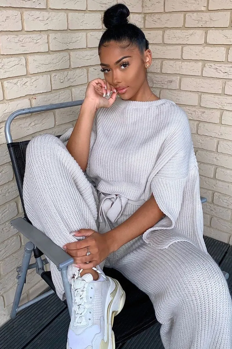 Beige Chunky Knit Loungewear Set - Harper